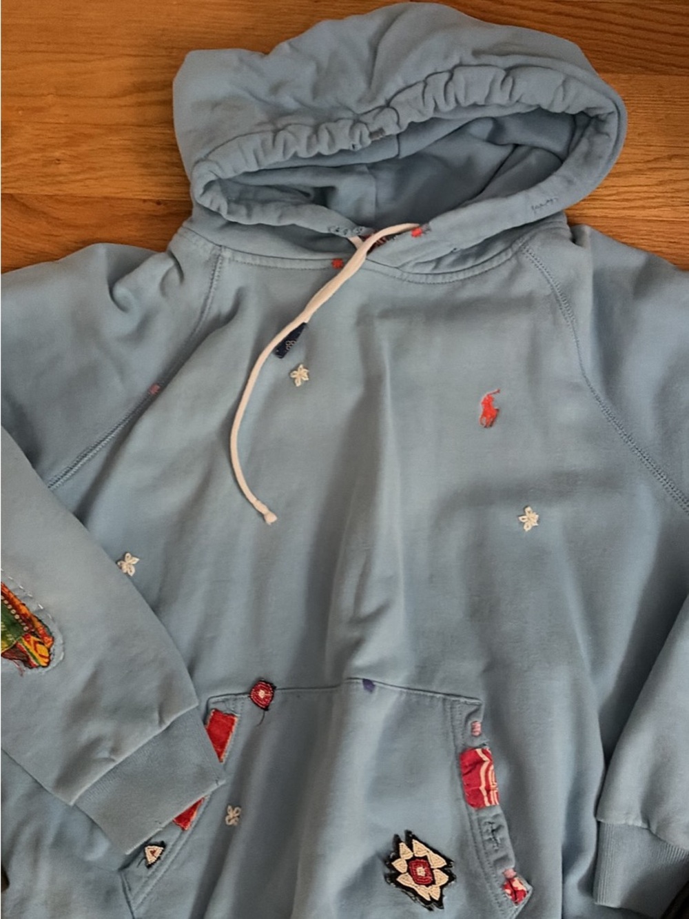Ralph Lauren Light Blue Embroidered Crewneck Hoodie